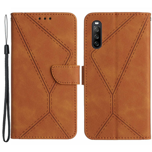 HT05 Wallet Cover for Sony Xperia 10 V Skin-touch Phone Case PU Leather Shell with Stand