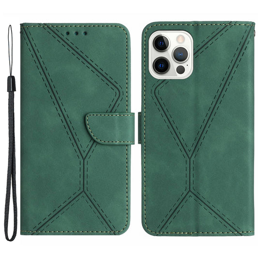 HT05 For iPhone 13 Pro 6.1 inch Skin-touch Fully Wrapped Phone Case PU Leather Wallet Cover with Strap