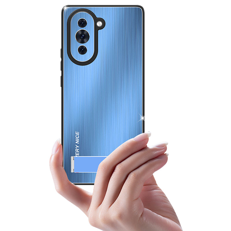 For Huawei nova 10 Pro 4G Kickstand Phone Case TPU Frame Aluminium Alloy Brushed Cover