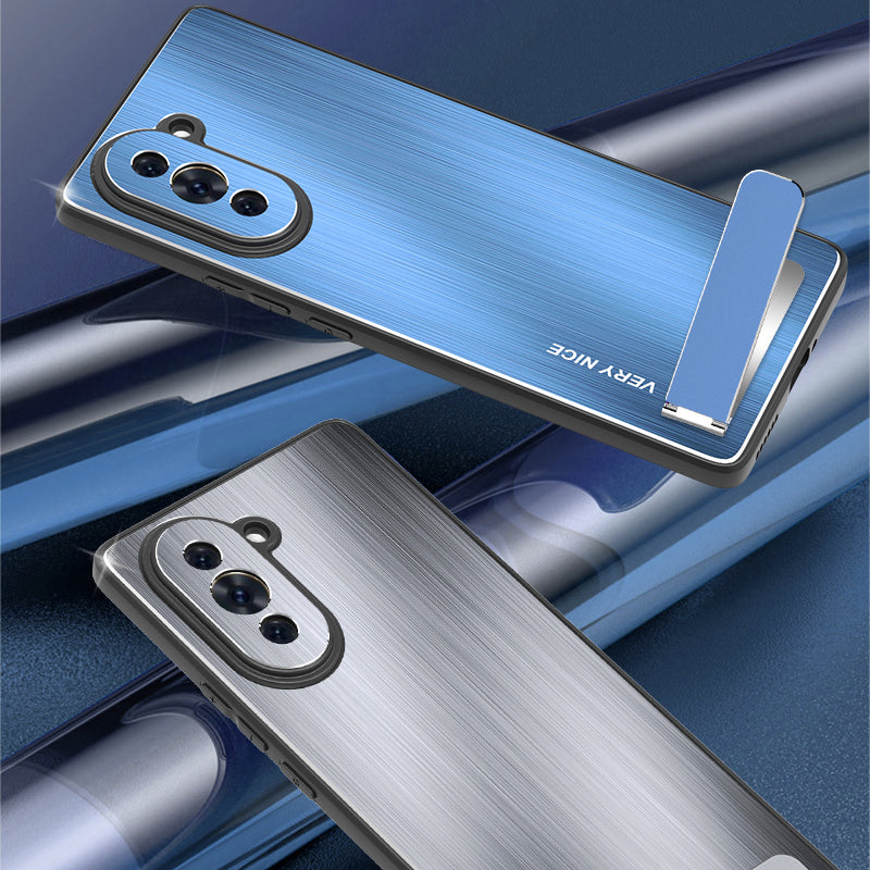 For Huawei nova 10 Pro 4G Kickstand Phone Case TPU Frame Aluminium Alloy Brushed Cover