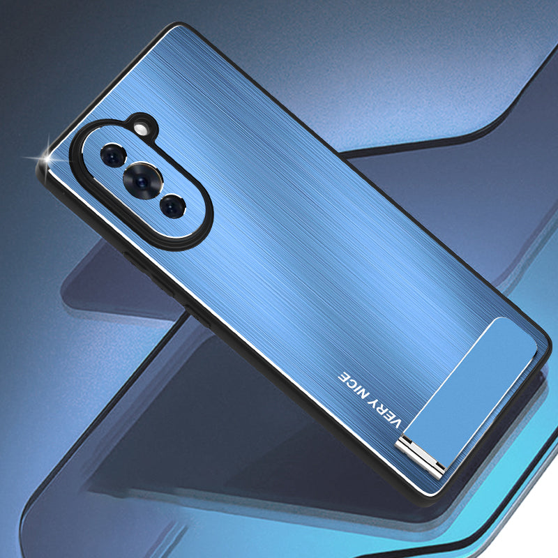 For Huawei nova 10 4G Brushed Anti-Scratch Phone Case TPU Frame Aluminium Alloy Back Kickstand Cover