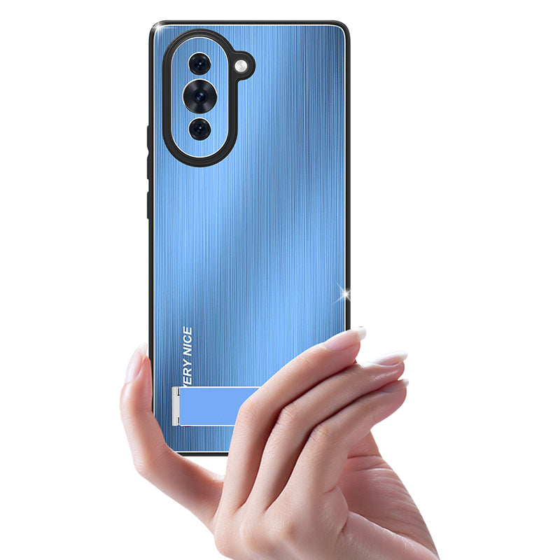 For Huawei nova 10 4G Brushed Anti-Scratch Phone Case TPU Frame Aluminium Alloy Back Kickstand Cover