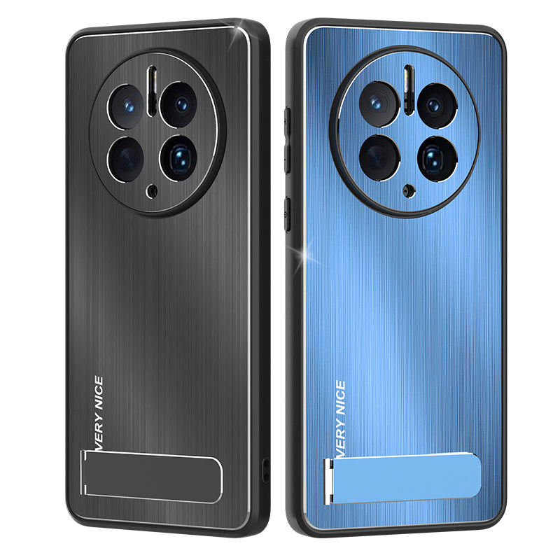 For Huawei Mate 50 Pro 4G Kickstand Phone Case Brushed Aluminium Alloy Back TPU Edge Shockproof Cover