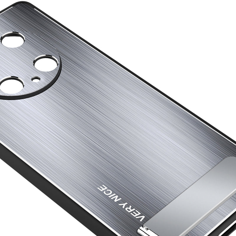 For Huawei Mate 50 Pro 4G Kickstand Phone Case Brushed Aluminium Alloy Back TPU Edge Shockproof Cover