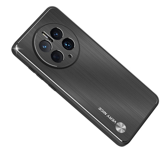 For Huawei Mate 50 Pro 4G Anti-Fingerprint Brushed Phone Case TPU Edge Aluminium Alloy Back Metal Cover