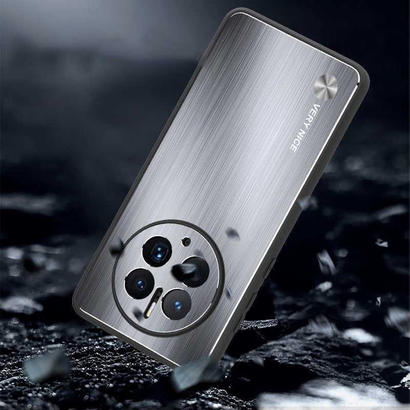 For Huawei Mate 50 Pro 4G Anti-Fingerprint Brushed Phone Case TPU Edge Aluminium Alloy Back Metal Cover