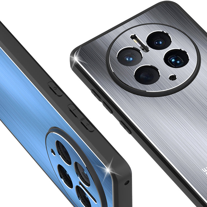 For Huawei Mate 50 Pro 4G Anti-Fingerprint Brushed Phone Case TPU Edge Aluminium Alloy Back Metal Cover