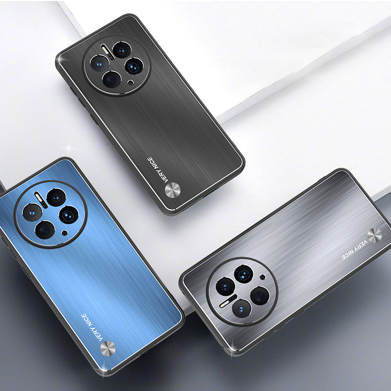 For Huawei Mate 50 Pro 4G Anti-Fingerprint Brushed Phone Case TPU Edge Aluminium Alloy Back Metal Cover