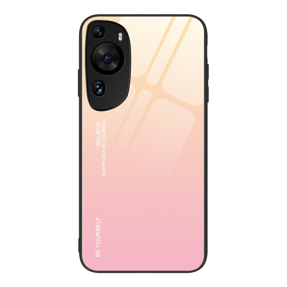 For Huawei P60 Art Gradient Color Phone Case Anti-Scratch Tempered Glass + PC + TPU Hybrid Cover
