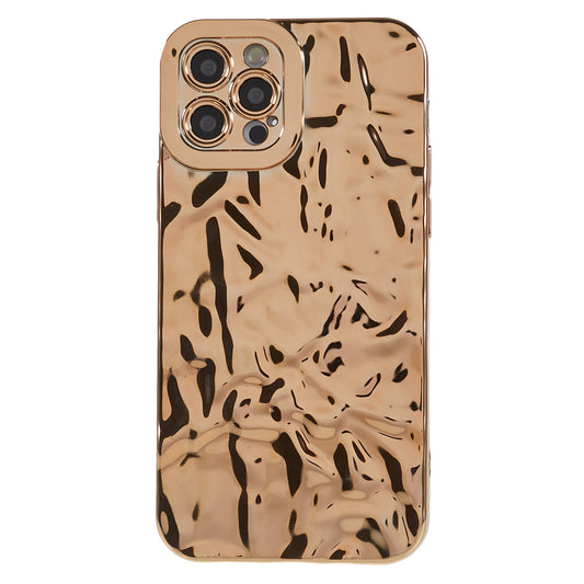 Electroplating Phone Case for iPhone 12 Pro , Wrinkled Uneven Anti-scratch TPU Cover