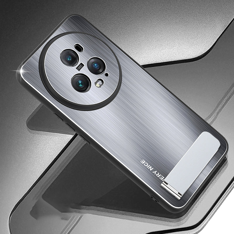 For Honor Magic5 Pro Kickstand Phone Case TPU + Aluminium Alloy Brushed Back Cover