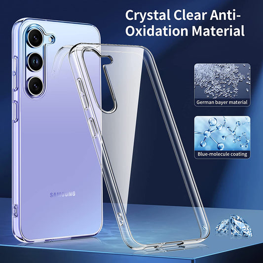 TPU Case for Samsung Galaxy A34 5G Clear Phone Cover with 3Pcs 2.5D Arc Edge Tempered Glass Screen Film