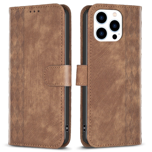PU Leather Cover for iPhone 13 Pro 6.1 inch Wallet Stand Scratch Proof Imprinted Pattern Flip Phone Case