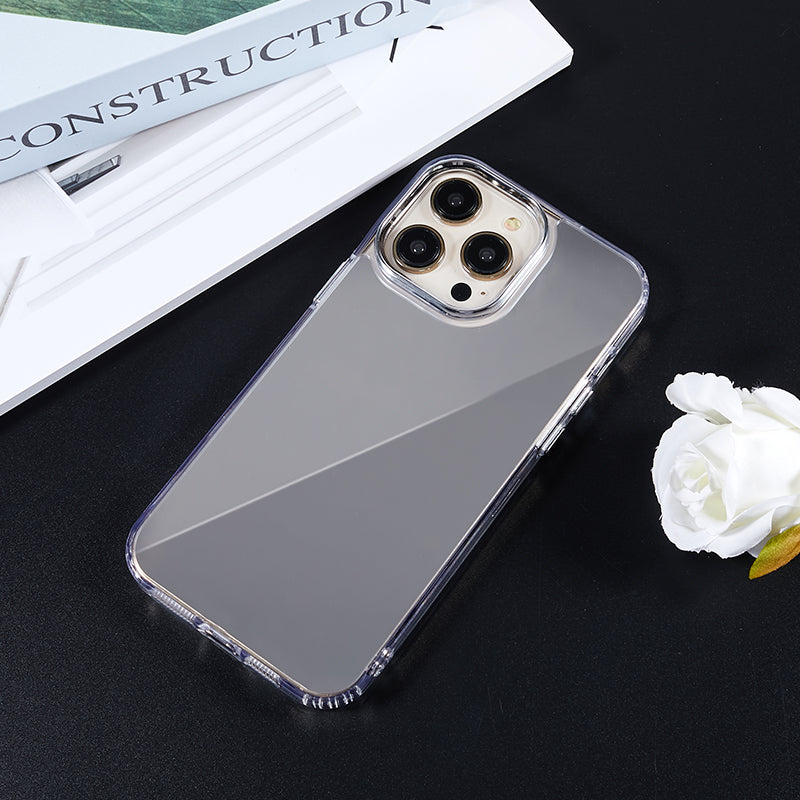 Shockproof Case for iPhone 14 Pro TPU+Acrylic Phone Case Electroplating Mirror Design Phone Shell