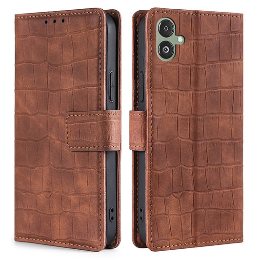 For Samsung Galaxy F14 5G Skin-touch Feeling Phone Case Crocodile Texture Wallet Stand PU Leather Cover