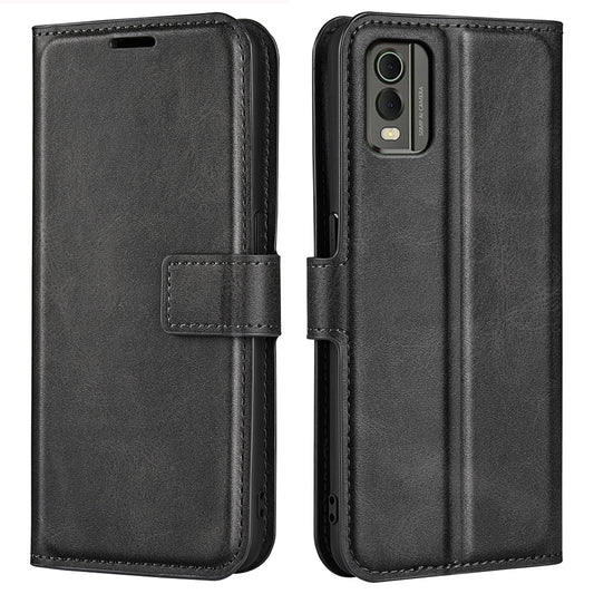 For Nokia C32 Stand Shell Wallet Square Magnetic Closure PU Leather Calf Texture Phone Case