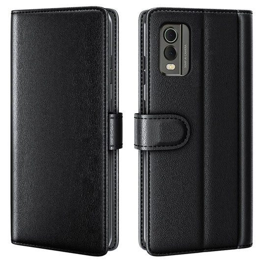 For Nokia C32 Scratch Proof Magnetic Flip Phone Case Genuine Split Leather Wallet Stand Cover
