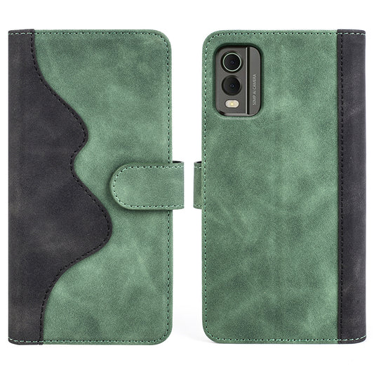 For Nokia C32 PU Leather Wallet Phone Cover Dual-color Splicing Protective Case with Stand Function