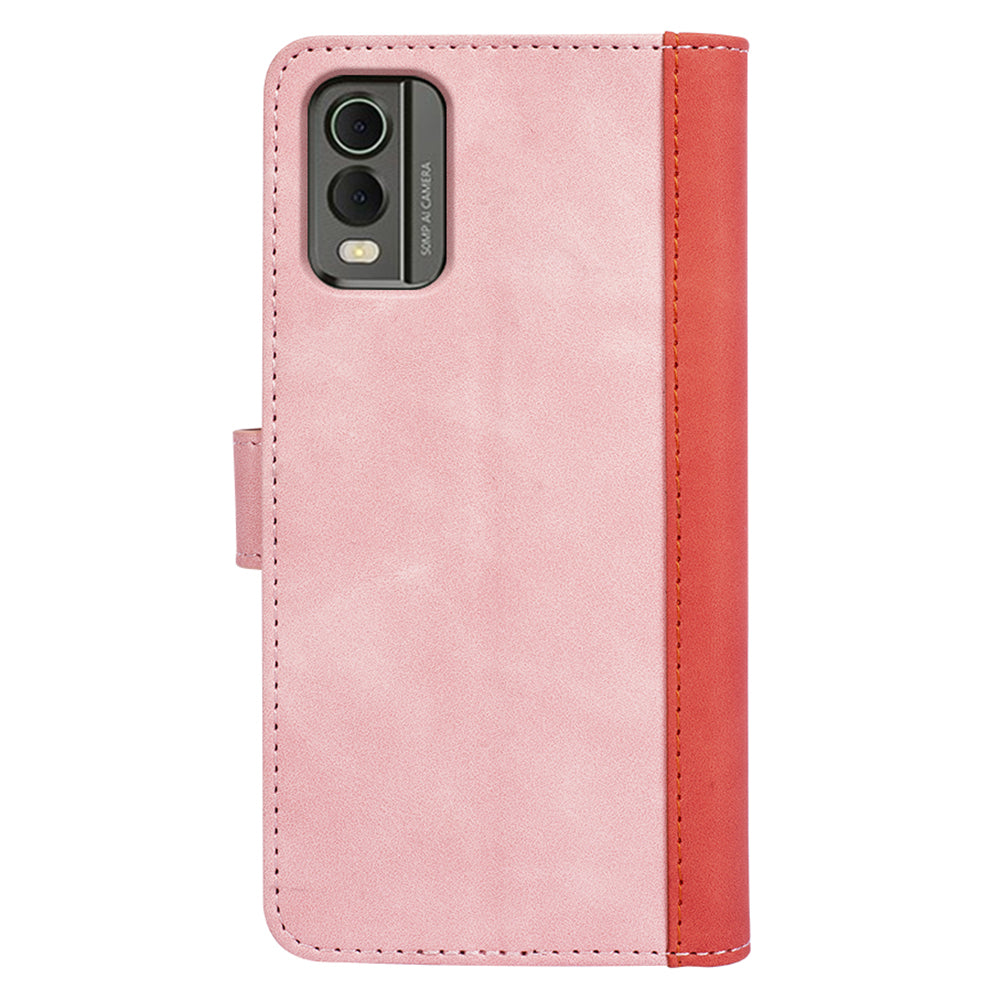 For Nokia C32 PU Leather Wallet Phone Cover Dual-color Splicing Protective Case with Stand Function