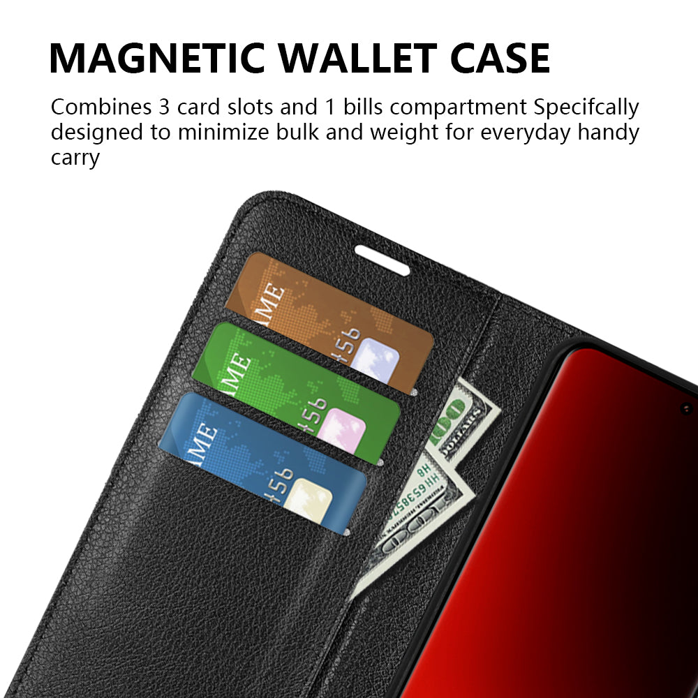 Stand Case for Xiaomi 13 Ultra Scratch Proof Litchi Texture Wallet Folio Flip PU Leather Phone Cover