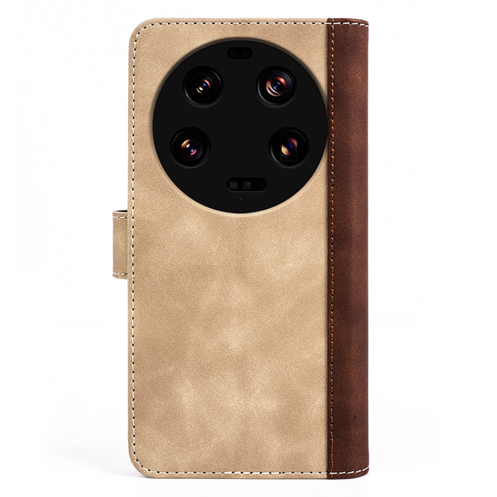 For Xiaomi 13 Ultra Dual-color Splicing PU Leather Wallet Phone Cover Protective Case with Stand Function