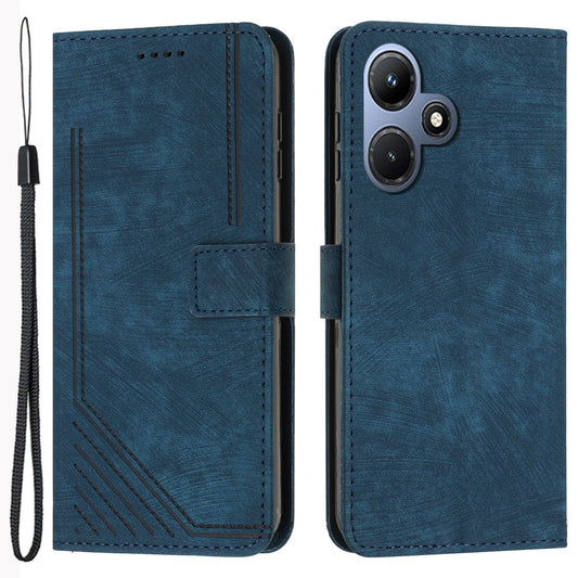 For Infinix Hot 30i Imprinted Lines Skin-touch PU Leather Flip Case Stand Wallet Phone Cover
