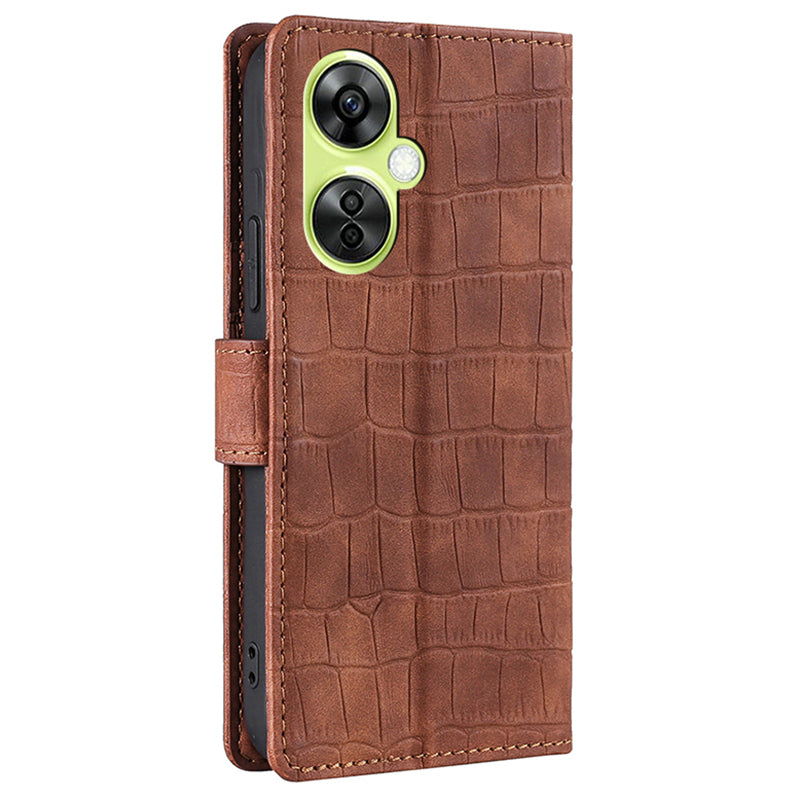 For OnePlus Nord CE 3 Lite 5G / Nord N30 5G PU Leather Crocodile Texture Phone Cover Skin-touch Feeling Stand Wallet Case