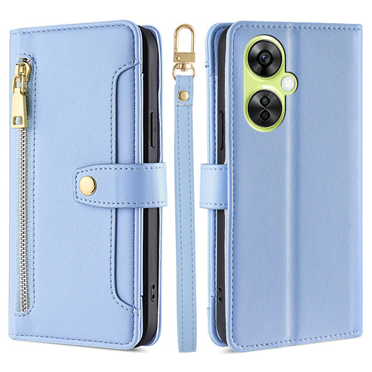 Leather Phone Cover for OnePlus Nord CE 3 Lite 5G / Nord N30 5G Horizontal Stand Wallet Case with Zipper Pocket