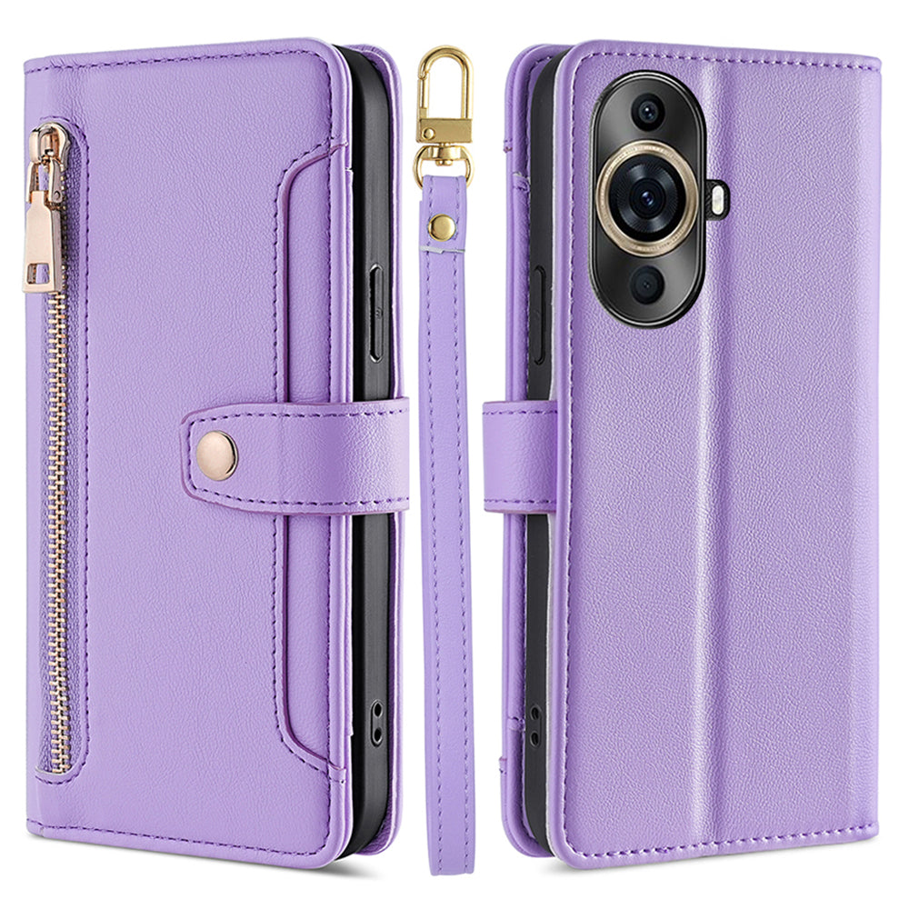 For Huawei nova 11 Pro / 11 Ultra PU Leather+TPU Phone Cover Stand Wallet Case with Zipper Pocket