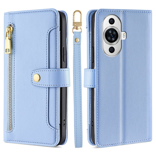 For Huawei nova 11 PU Leather+TPU Phone Cover Anti-drop Stand Wallet Case with Zipper Pocket