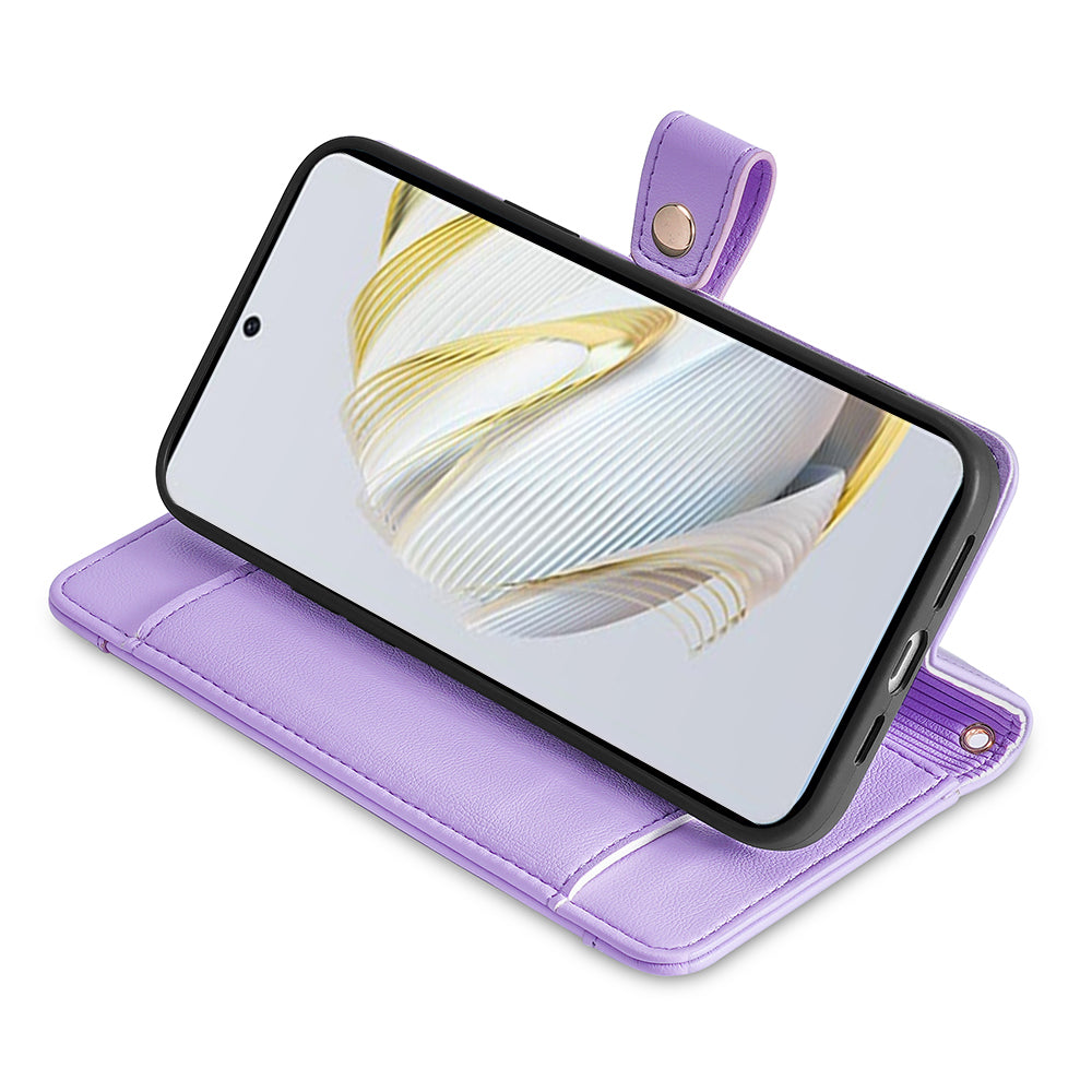 For Huawei nova 11 PU Leather+TPU Phone Cover Anti-drop Stand Wallet Case with Zipper Pocket