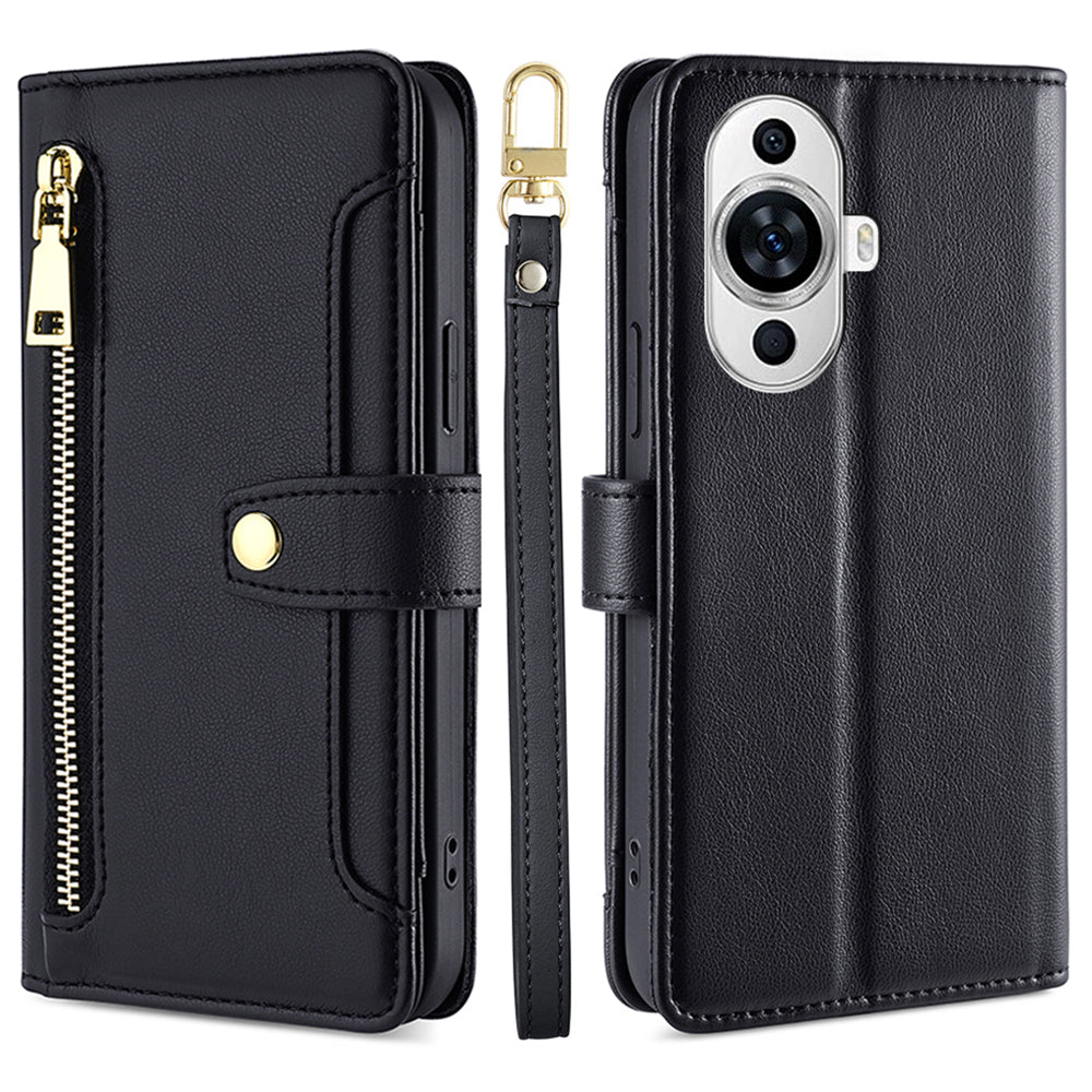 For Huawei nova 11 PU Leather+TPU Phone Cover Anti-drop Stand Wallet Case with Zipper Pocket