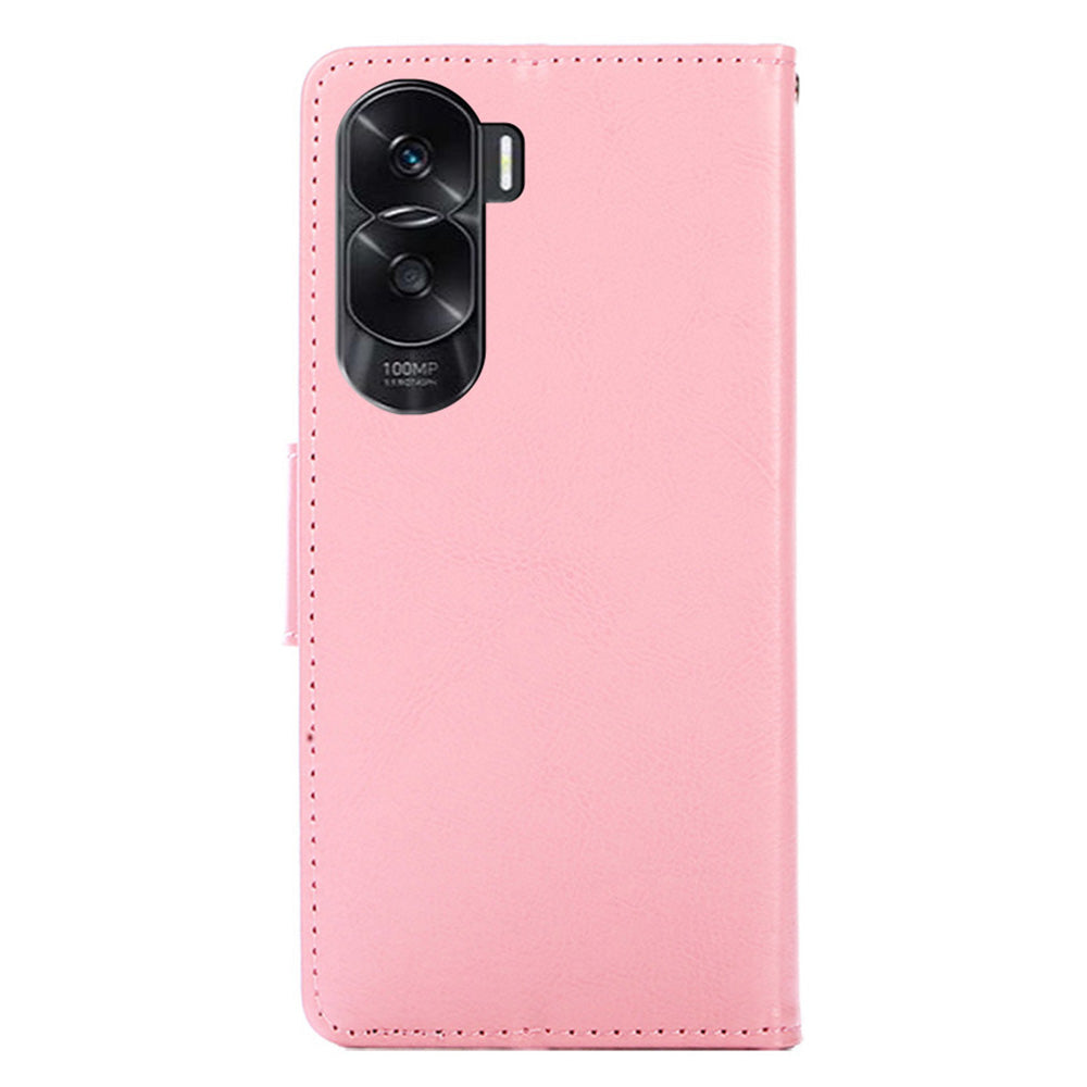 For Honor X50i 5G / 90 Lite 5G Textured Leather Wallet Stand Cover Shockproof Phone Case