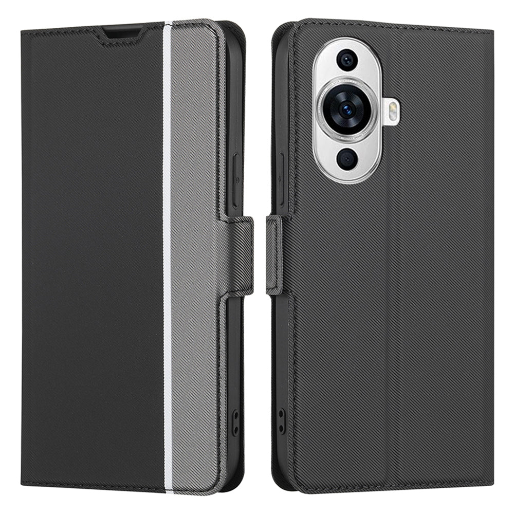 For Huawei nova 11 Card Holder Twill Texture Phone Cover Stand TPU+PU Leather Smartphone Case