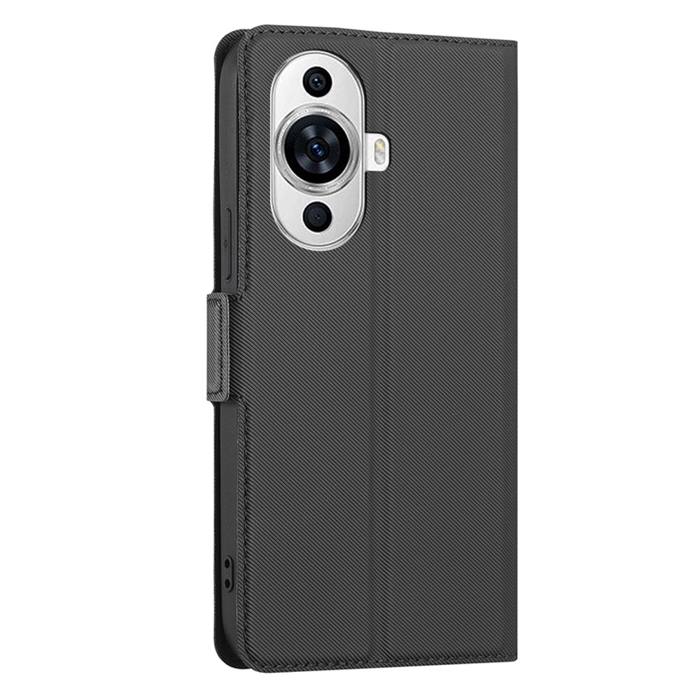 For Huawei nova 11 Card Holder Twill Texture Phone Cover Stand TPU+PU Leather Smartphone Case