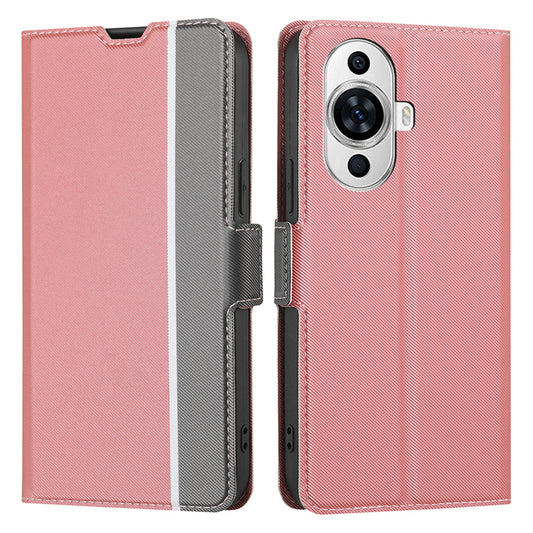 For Huawei nova 11 Card Holder Twill Texture Phone Cover Stand TPU+PU Leather Smartphone Case
