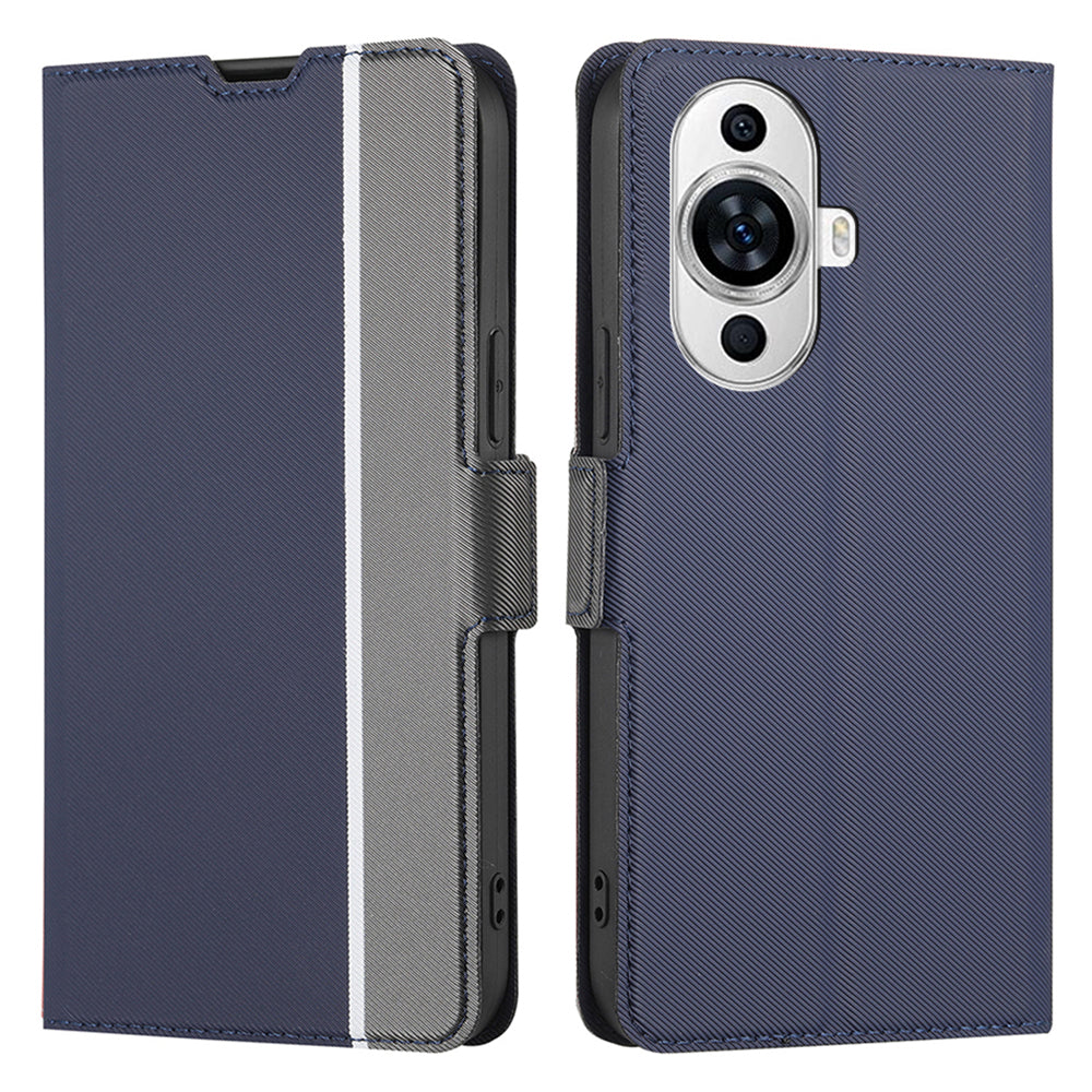 For Huawei nova 11 Card Holder Twill Texture Phone Cover Stand TPU+PU Leather Smartphone Case