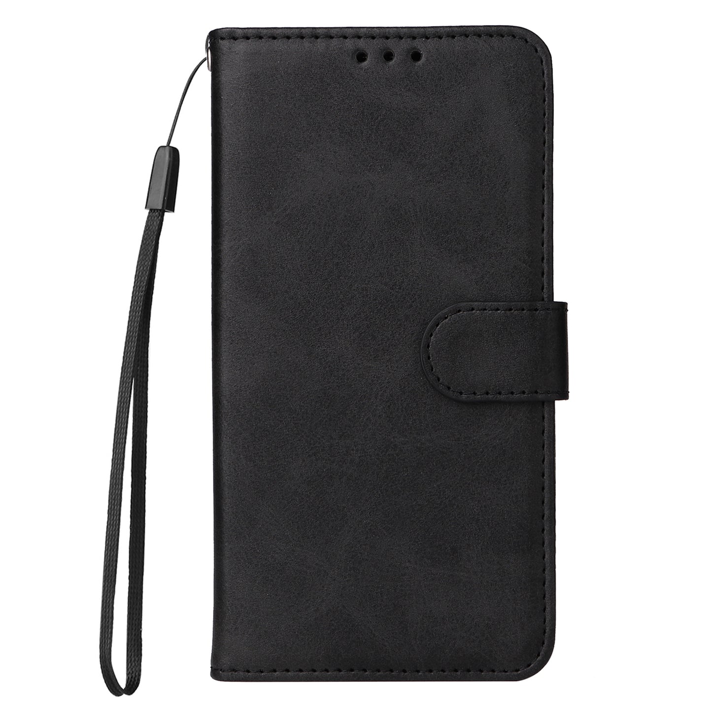 For Huawei Enjoy 60X Calf Texture Leather Case Wallet Stand Cell Phone Cover with Strap