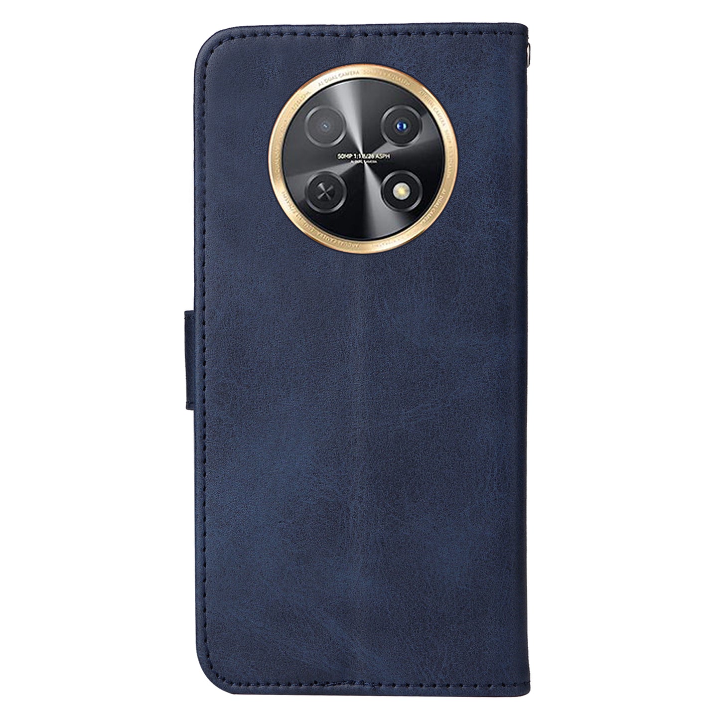 For Huawei Enjoy 60X Calf Texture Leather Case Wallet Stand Cell Phone Cover with Strap