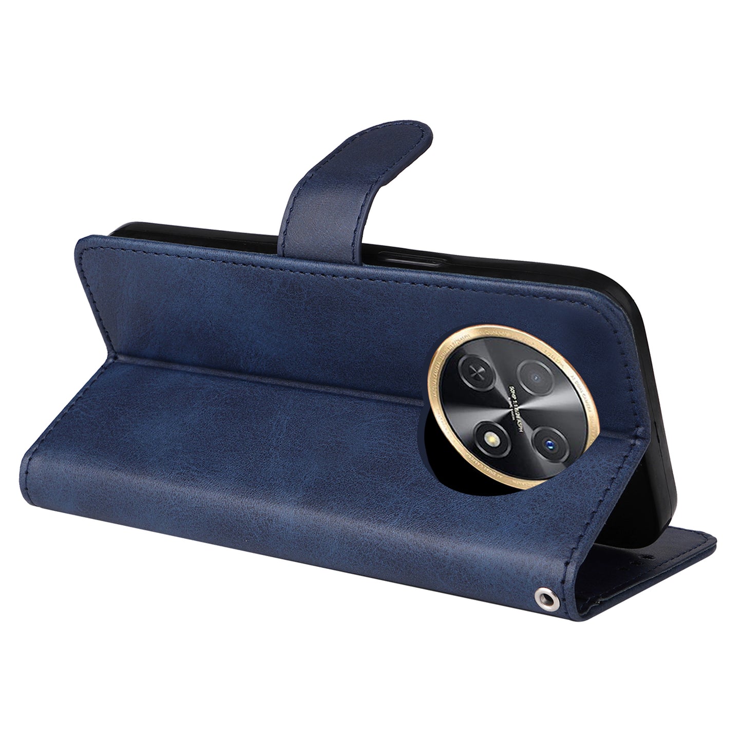 For Huawei Enjoy 60X Calf Texture Leather Case Wallet Stand Cell Phone Cover with Strap
