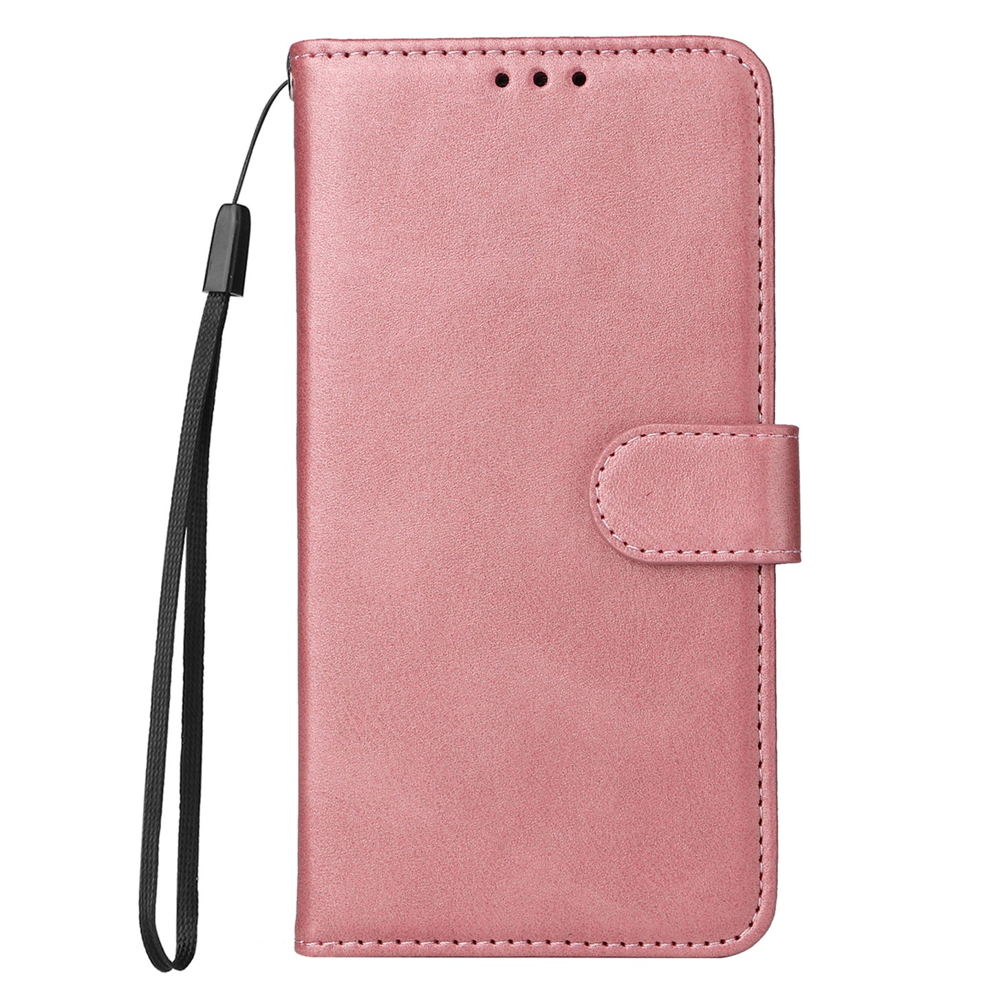For Huawei Enjoy 60X Calf Texture Leather Case Wallet Stand Cell Phone Cover with Strap