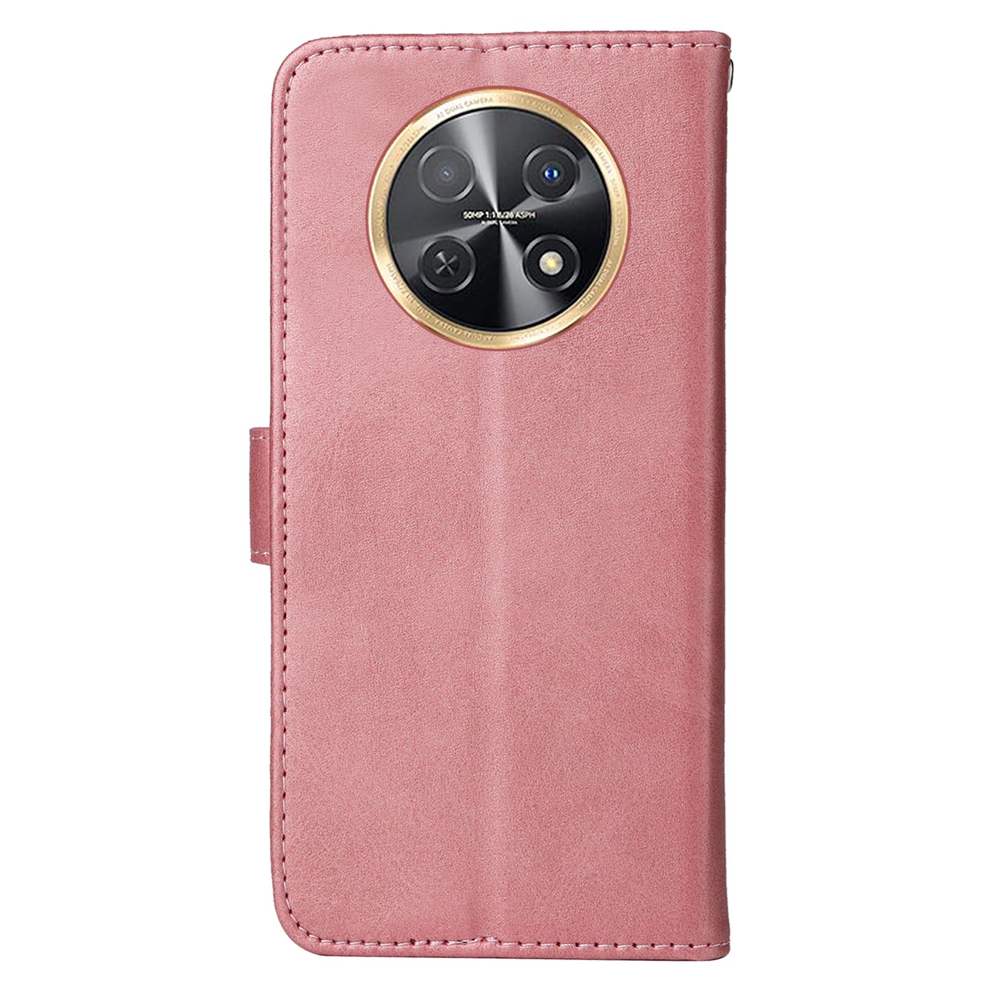 For Huawei Enjoy 60X Calf Texture Leather Case Wallet Stand Cell Phone Cover with Strap