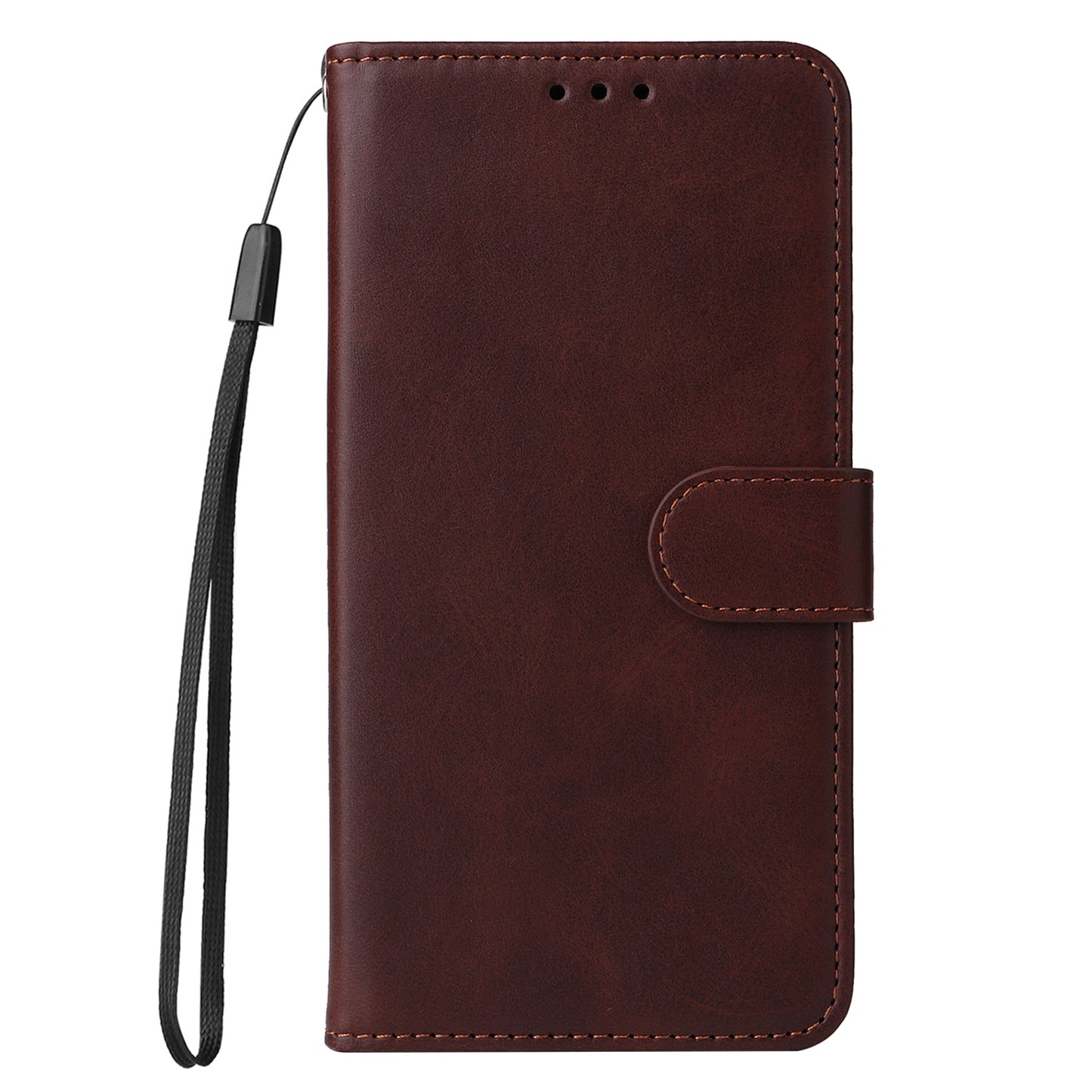 For Huawei Enjoy 60X Calf Texture Leather Case Wallet Stand Cell Phone Cover with Strap