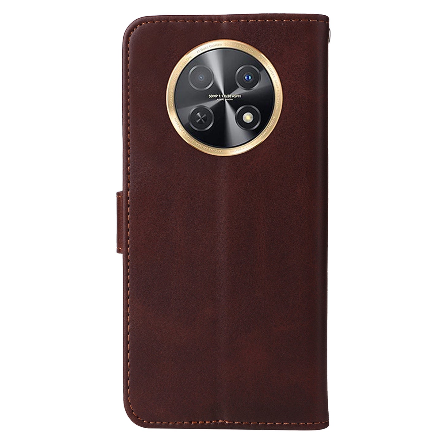 For Huawei Enjoy 60X Calf Texture Leather Case Wallet Stand Cell Phone Cover with Strap