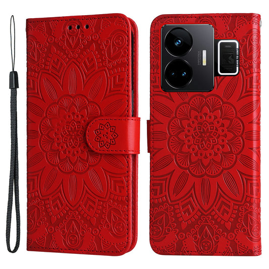 Phone Case for Realme GT Neo 5 5G / GT3 5G Leather Wallet Sunflower Imprinted Phone Stand Cover