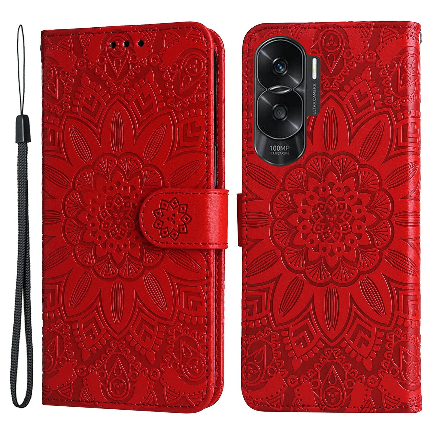 For Honor X50i 5G / 90 Lite 5G Anti-Scratch Wallet Case Sunflower Imprinted Phone Flip Stand PU Leather Cover