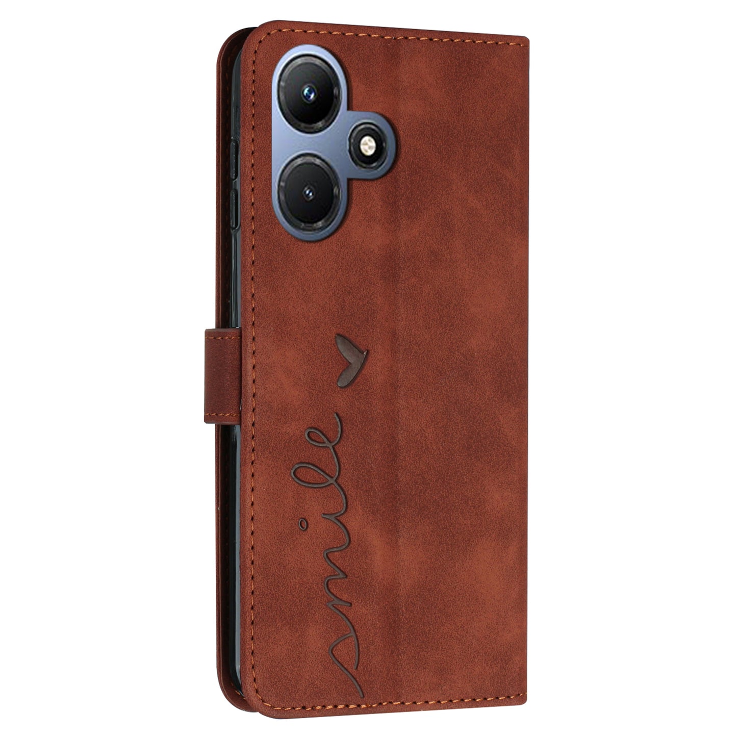 For Infinix Hot 30i Stand Shell Heart Shape Imprinted PU Leather Phone Wallet Case