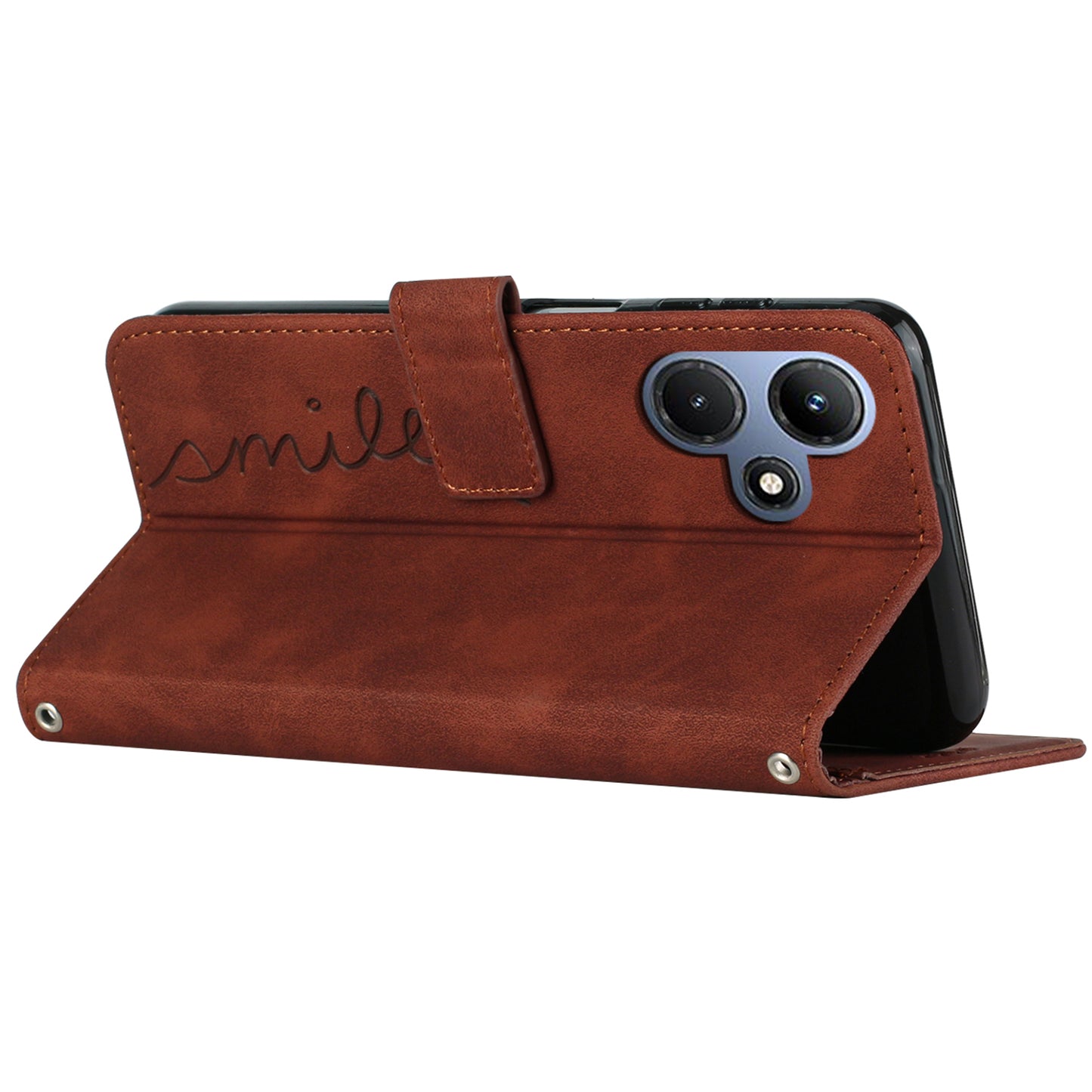 For Infinix Hot 30i Stand Shell Heart Shape Imprinted PU Leather Phone Wallet Case