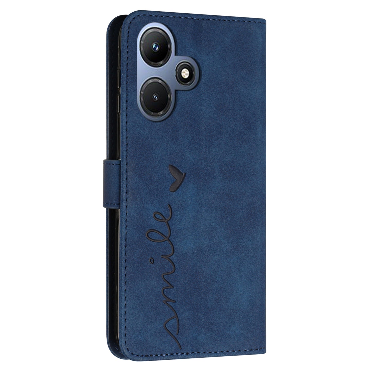 For Infinix Hot 30i Stand Shell Heart Shape Imprinted PU Leather Phone Wallet Case