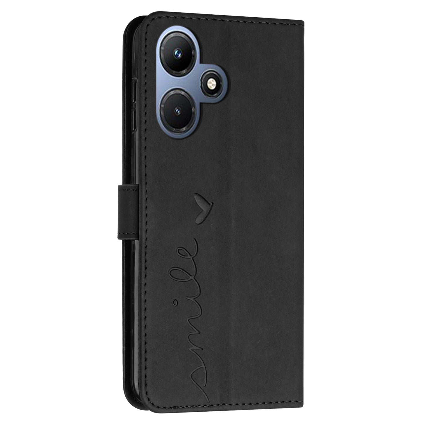 For Infinix Hot 30i Stand Shell Heart Shape Imprinted PU Leather Phone Wallet Case